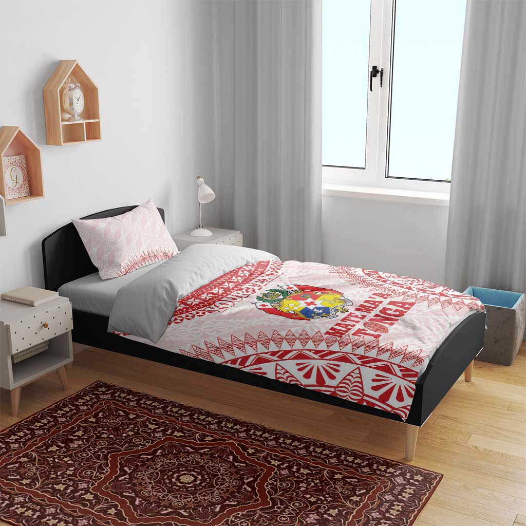 Custom Tonga Mate Maa Bedding Set Go Champions Tongan Ngatu - White