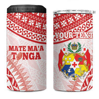 Personalised Tonga Mate Maa 4 in 1 Can Cooler Tumbler Go Champions Tongan Ngatu - White