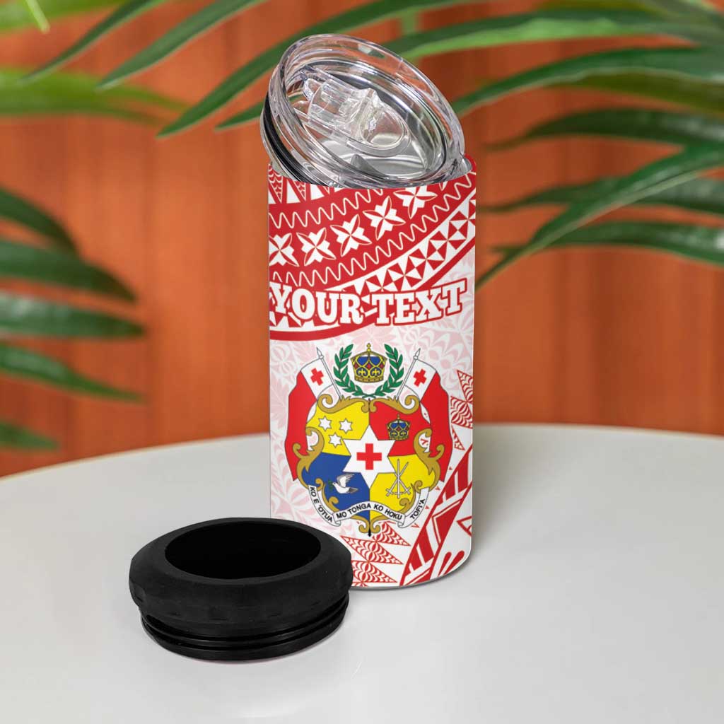 Personalised Tonga Mate Maa 4 in 1 Can Cooler Tumbler Go Champions Tongan Ngatu - White