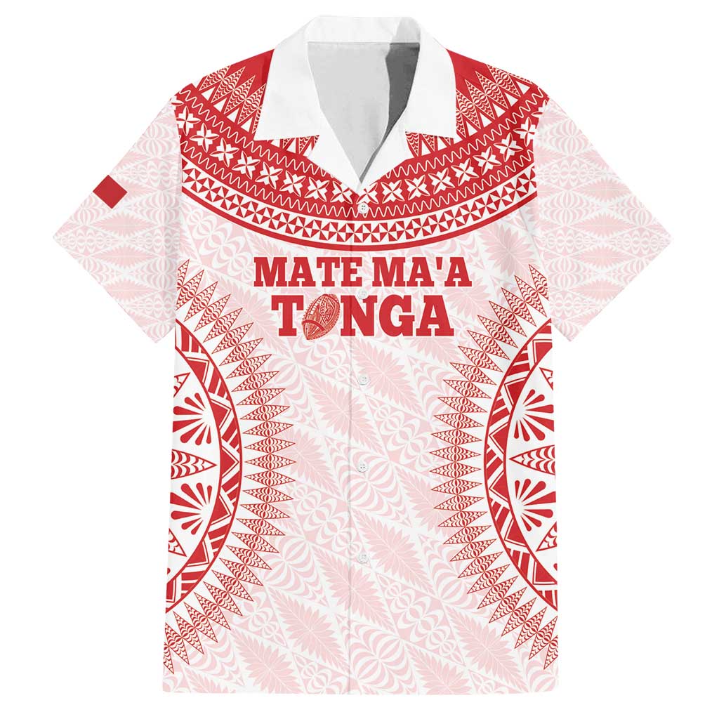 Custom Tonga Mate Maa Family Matching Long Sleeve Bodycon Dress and Hawaiian Shirt Go Champions Tongan Ngatu - White LT14 Dad's Shirt - Short Sleeve White - Polynesian Pride