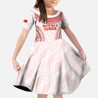 Custom Tonga Mate Maa Family Matching Mermaid Dress and Hawaiian Shirt Go Champions Tongan Ngatu - White LT14 Daughter's Dress White - Polynesian Pride
