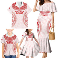 Custom Tonga Mate Maa Family Matching Mermaid Dress and Hawaiian Shirt Go Champions Tongan Ngatu - White LT14 - Polynesian Pride