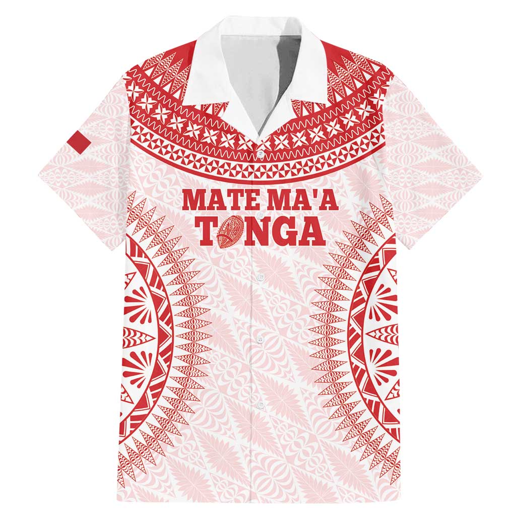 Custom Tonga Mate Maa Family Matching Mermaid Dress and Hawaiian Shirt Go Champions Tongan Ngatu - White LT14 Dad's Shirt - Short Sleeve White - Polynesian Pride