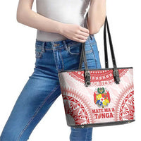 Custom Tonga Mate Maa Leather Tote Bag Go Champions Tongan Ngatu - White