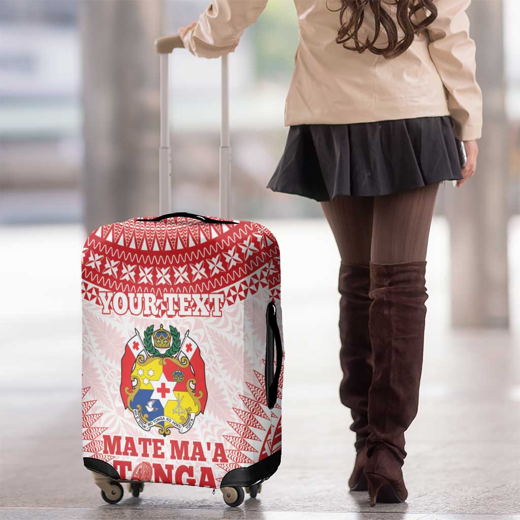 Custom Tonga Mate Maa Luggage Cover Go Champions Tongan Ngatu - White