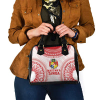 Custom Tonga Mate Maa Shoulder Handbag Go Champions Tongan Ngatu - White