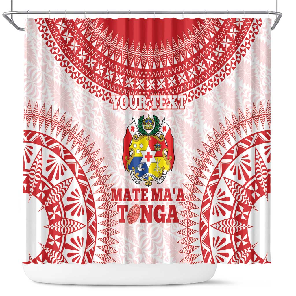 Custom Tonga Mate Maa Shower Curtain Go Champions Tongan Ngatu - White