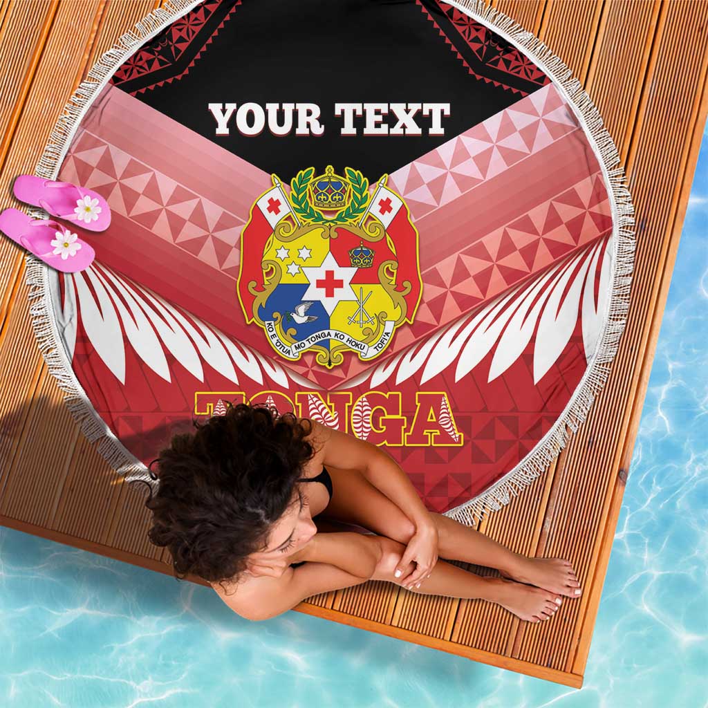 Custom Mate Maa Tonga XIII Beach Blanket Tongan Kupesi Ngatu - Rugby Style