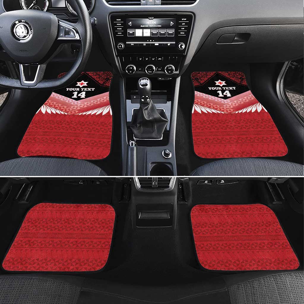 Custom Mate Maa Tonga XIII Car Mats Tongan Kupesi Ngatu - Rugby Style