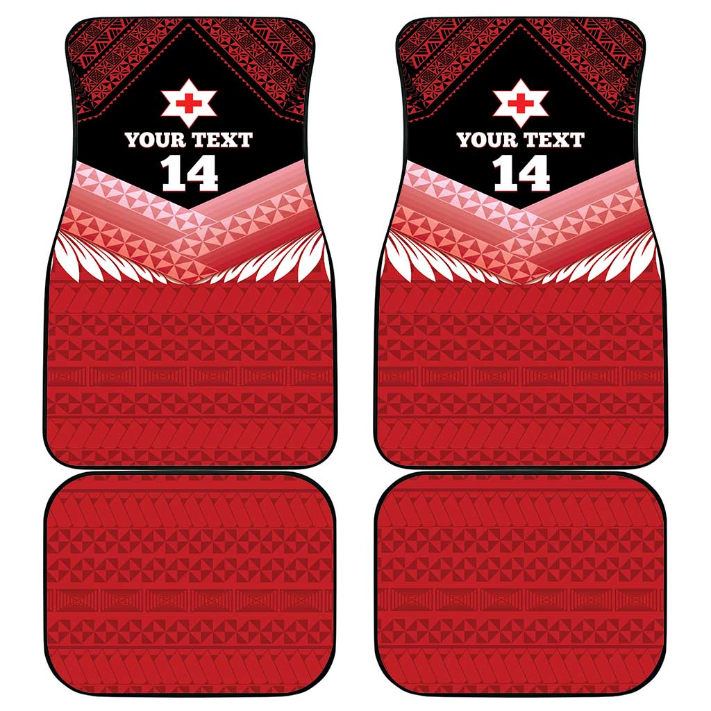Custom Mate Maa Tonga XIII Car Mats Tongan Kupesi Ngatu - Rugby Style