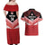 Custom Mate Maa Tonga XIII Couples Matching Off Shoulder Maxi Dress and Hawaiian Shirt Tongan Kupesi Ngatu - Rugby Style