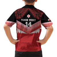 Custom Mate Maa Tonga XIII Family Matching Short Sleeve Bodycon Dress and Hawaiian Shirt Tongan Kupesi Ngatu - Rugby Style LT14 - Polynesian Pride