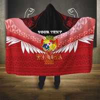 Custom Mate Maa Tonga XIII Hooded Blanket Tongan Kupesi Ngatu - Rugby Style