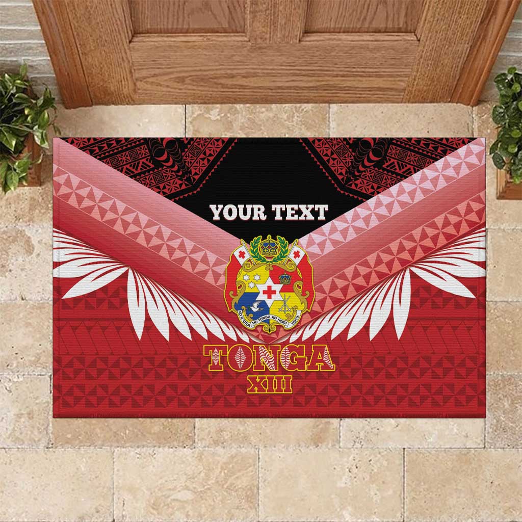 Custom Mate Maa Tonga XIII Rubber Doormat Tongan Kupesi Ngatu - Rugby Style