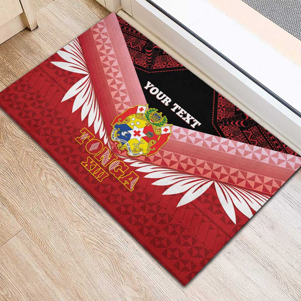 Custom Mate Maa Tonga XIII Rubber Doormat Tongan Kupesi Ngatu - Rugby Style