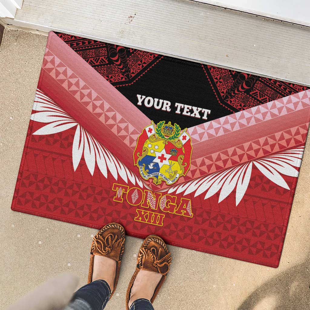 Custom Mate Maa Tonga XIII Rubber Doormat Tongan Kupesi Ngatu - Rugby Style
