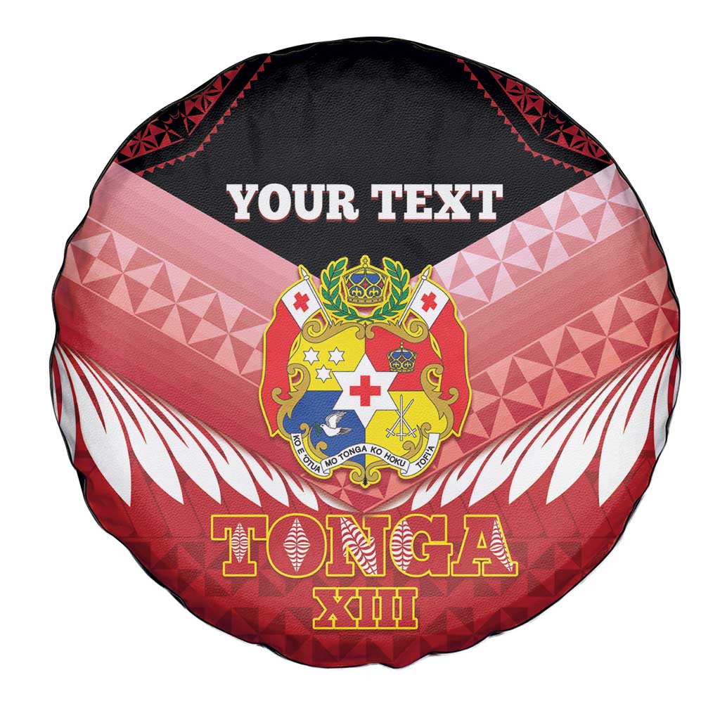 Custom Mate Maa Tonga XIII Spare Tire Cover Tongan Kupesi Ngatu - Rugby Style