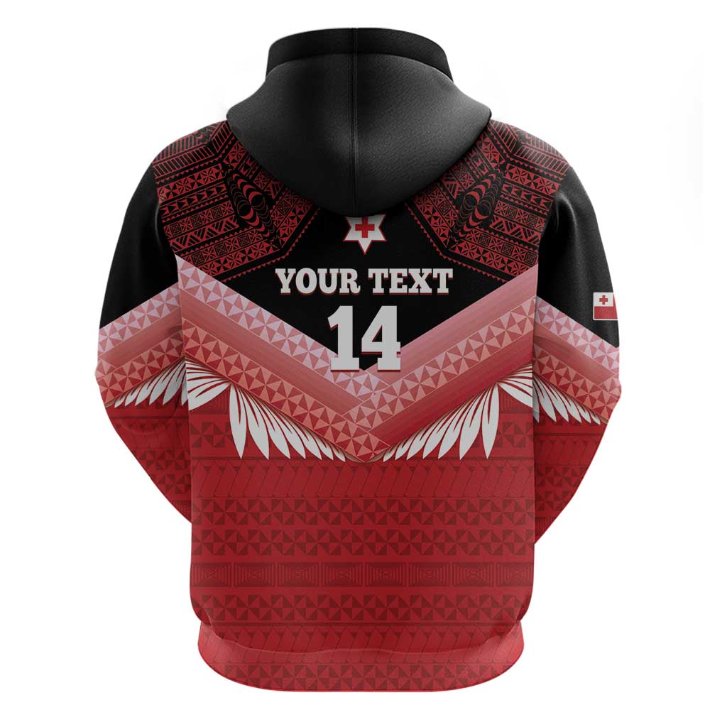 Custom Mate Maa Tonga XIII Zip Hoodie Tongan Kupesi Ngatu - Rugby Style