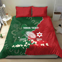Custom Tonga And Australia Rugby Bedding Set Mate Maa Tongan Ngatu Mix Kangaroos Aboriginal