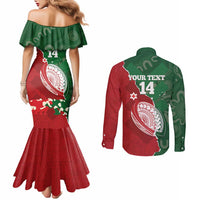 Custom Tonga And Australia Rugby Couples Matching Mermaid Dress and Long Sleeve Button Shirt Mate Maa Tongan Ngatu Mix Kangaroos Aboriginal