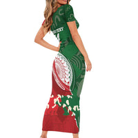 Custom Tonga And Australia Rugby Family Matching Short Sleeve Bodycon Dress and Hawaiian Shirt Mate Maa Tongan Ngatu Mix Kangaroos Aboriginal LT14 - Polynesian Pride