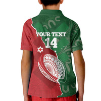 Custom Tonga And Australia Rugby Kid Polo Shirt Mate Maa Tongan Ngatu Mix Kangaroos Aboriginal