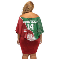 Custom Tonga And Australia Rugby Off Shoulder Short Dress Mate Maa Tongan Ngatu Mix Kangaroos Aboriginal