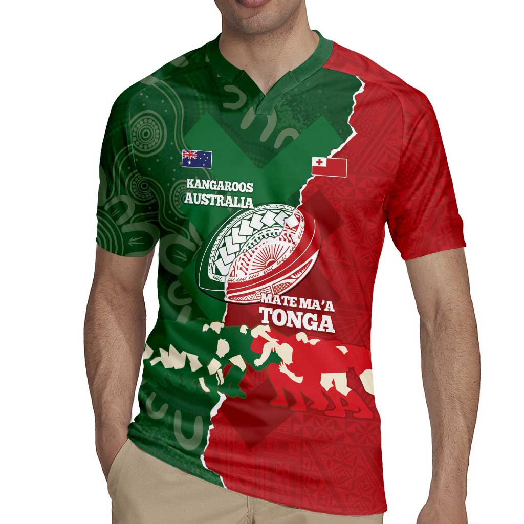 Custom Tonga And Australia Rugby Rugby Jersey Mate Maa Tongan Ngatu Mix Kangaroos Aboriginal