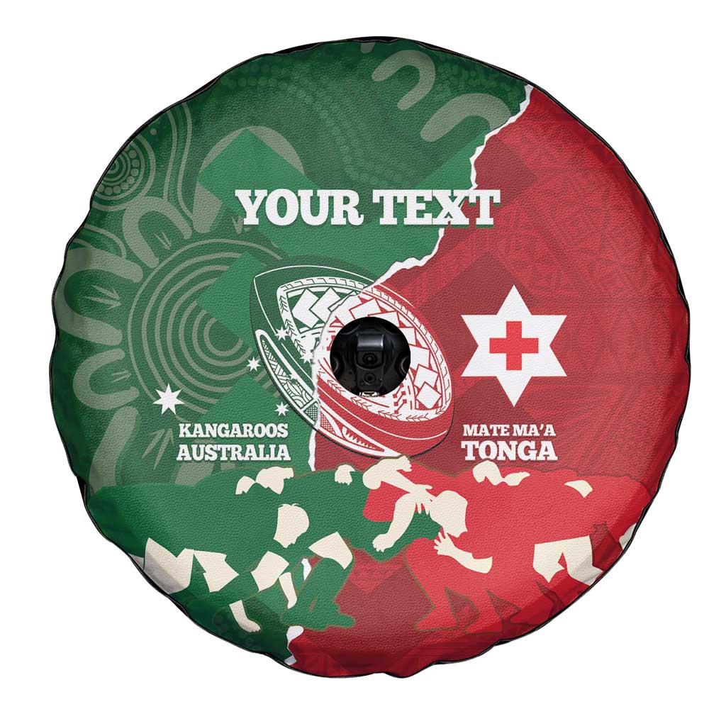 Custom Tonga And Australia Rugby Spare Tire Cover Mate Maa Tongan Ngatu Mix Kangaroos Aboriginal