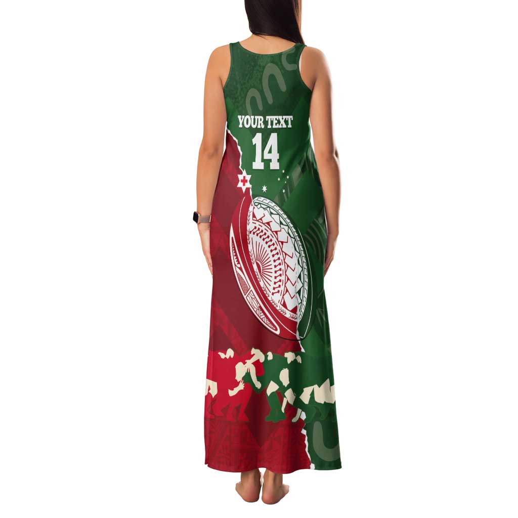 Custom Tonga And Australia Rugby Tank Maxi Dress Mate Maa Tongan Ngatu Mix Kangaroos Aboriginal
