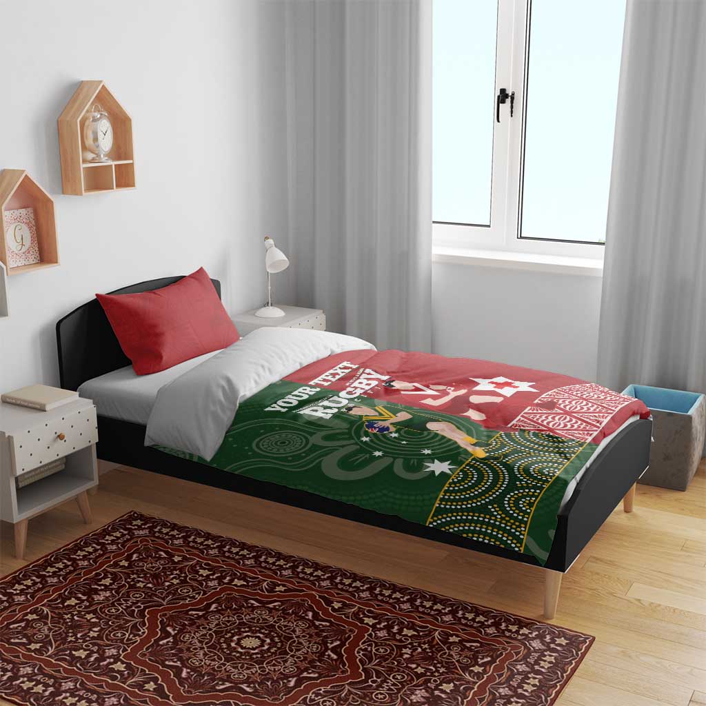 Custom Mate Maa Tonga And Kangaroo Australia Bedding Set Tongan Kupesi Mix Aboriginal Art