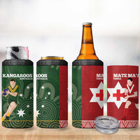 Personalised Mate Maa Tonga And Kangaroo Australia 4 in 1 Can Cooler Tumbler Tongan Kupesi Mix Aboriginal Art
