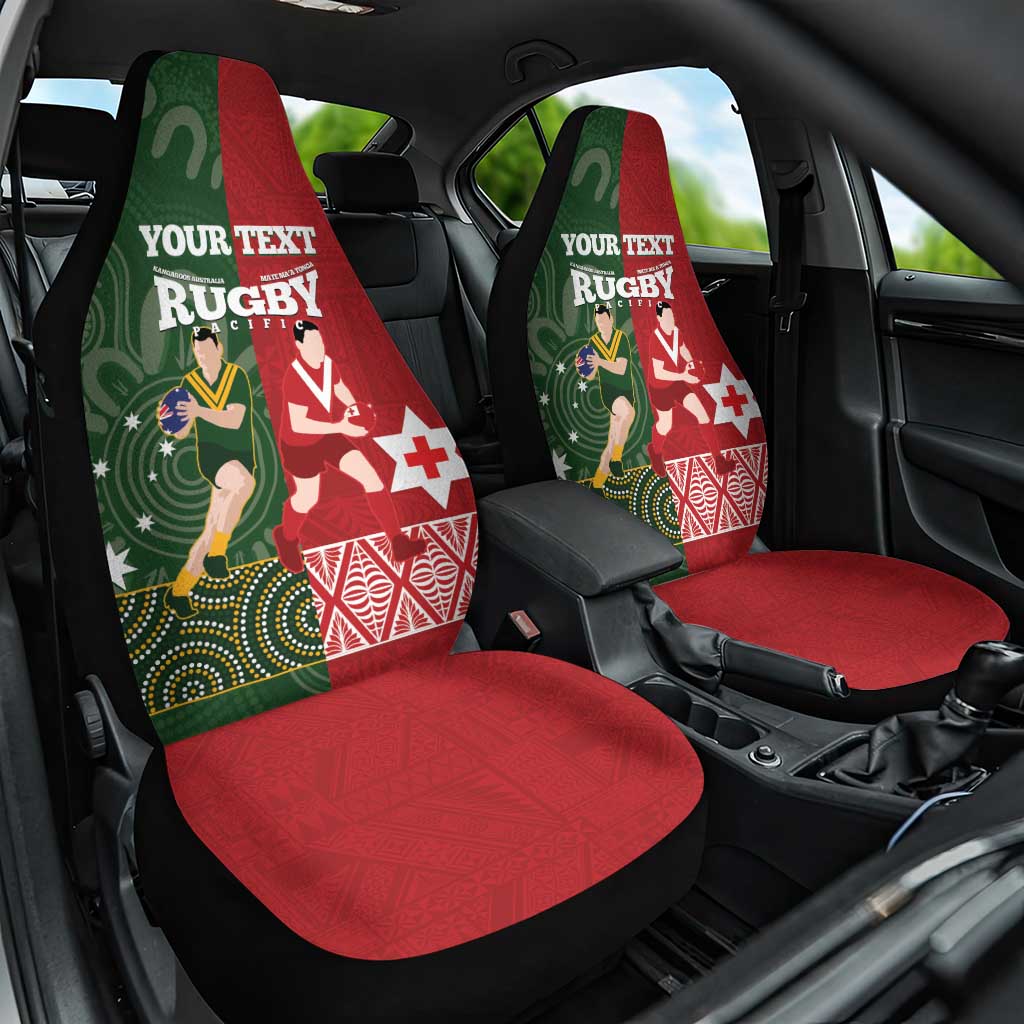 Custom Mate Maa Tonga And Kangaroo Australia Car Seat Cover Tongan Kupesi Mix Aboriginal Art