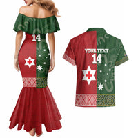Custom Mate Maa Tonga And Kangaroo Australia Couples Matching Mermaid Dress and Hawaiian Shirt Tongan Kupesi Mix Aboriginal Art LT14 - Polynesian Pride