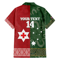 Custom Mate Maa Tonga And Kangaroo Australia Family Matching Off The Shoulder Long Sleeve Dress and Hawaiian Shirt Tongan Kupesi Mix Aboriginal Art LT14 - Polynesian Pride