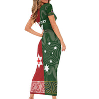 Custom Mate Maa Tonga And Kangaroo Australia Family Matching Short Sleeve Bodycon Dress and Hawaiian Shirt Tongan Kupesi Mix Aboriginal Art LT14 - Polynesian Pride