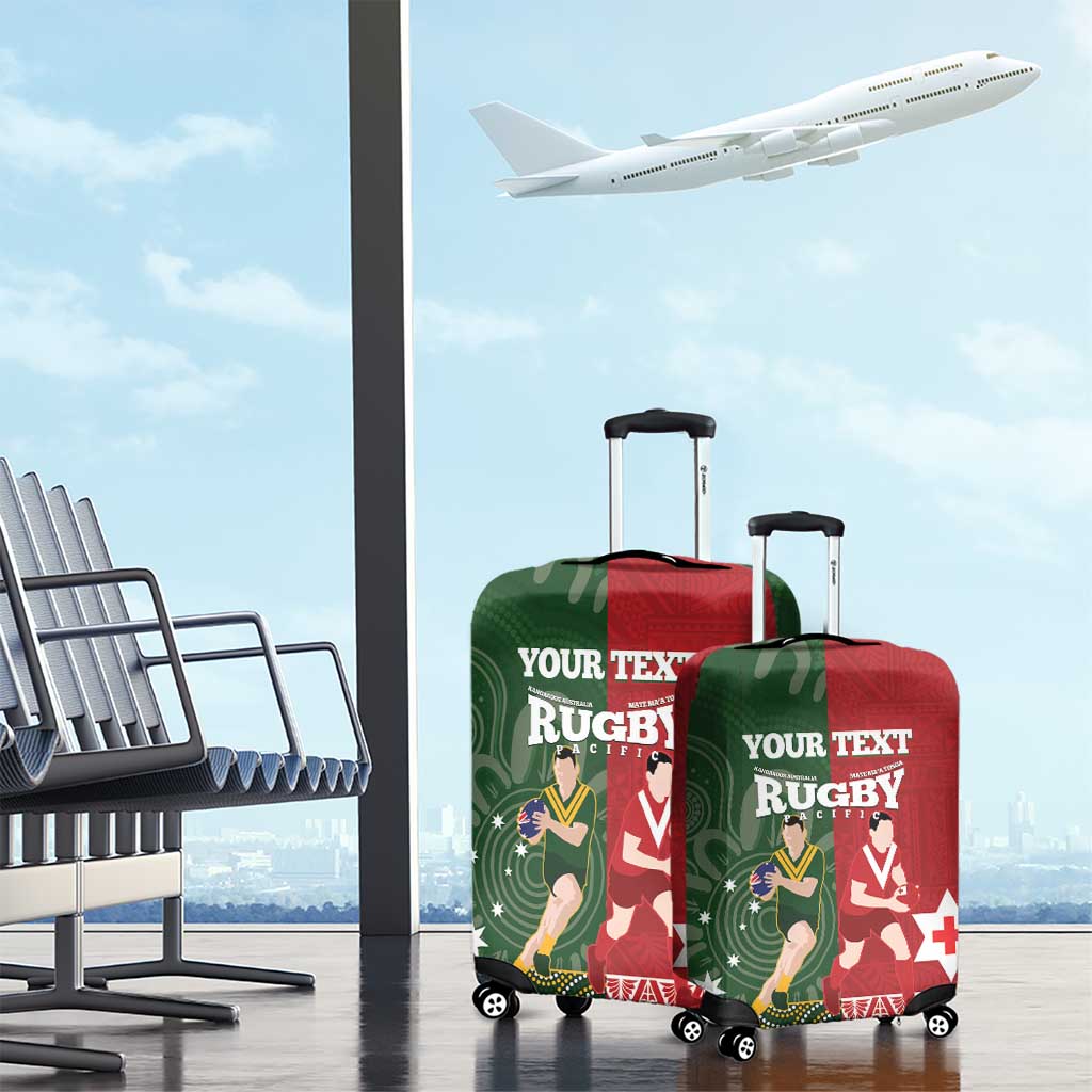 Custom Mate Maa Tonga And Kangaroo Australia Luggage Cover Tongan Kupesi Mix Aboriginal Art