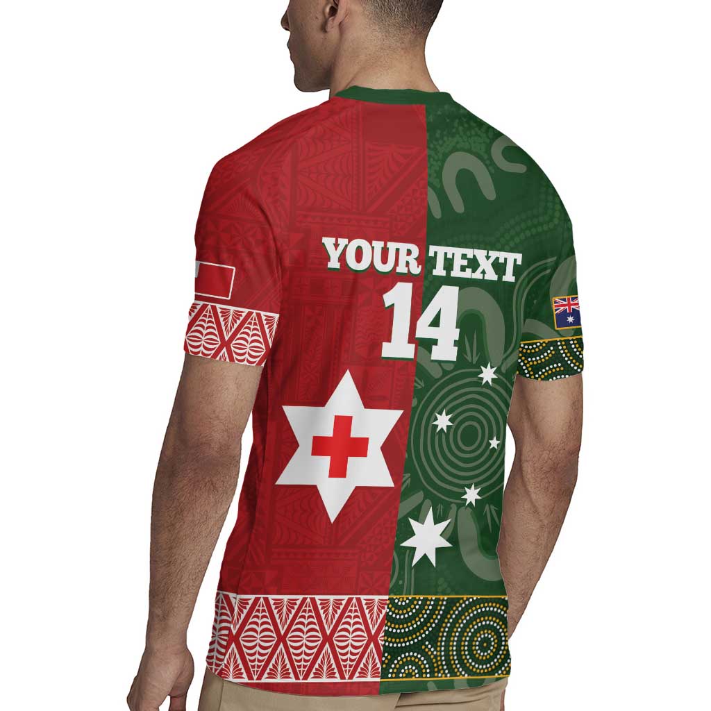 Custom Mate Maa Tonga And Kangaroo Australia Rugby Jersey Tongan Kupesi Mix Aboriginal Art