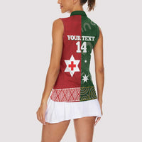 Custom Mate Maa Tonga And Kangaroo Australia Women Sleeveless Polo Shirt Tongan Kupesi Mix Aboriginal Art