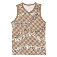 Brown Aloha Hawaii Shell Lei Basketball Jersey Palaka Hebrew Cone Honey Cowrie Elegant Curves - Polynesian Pride