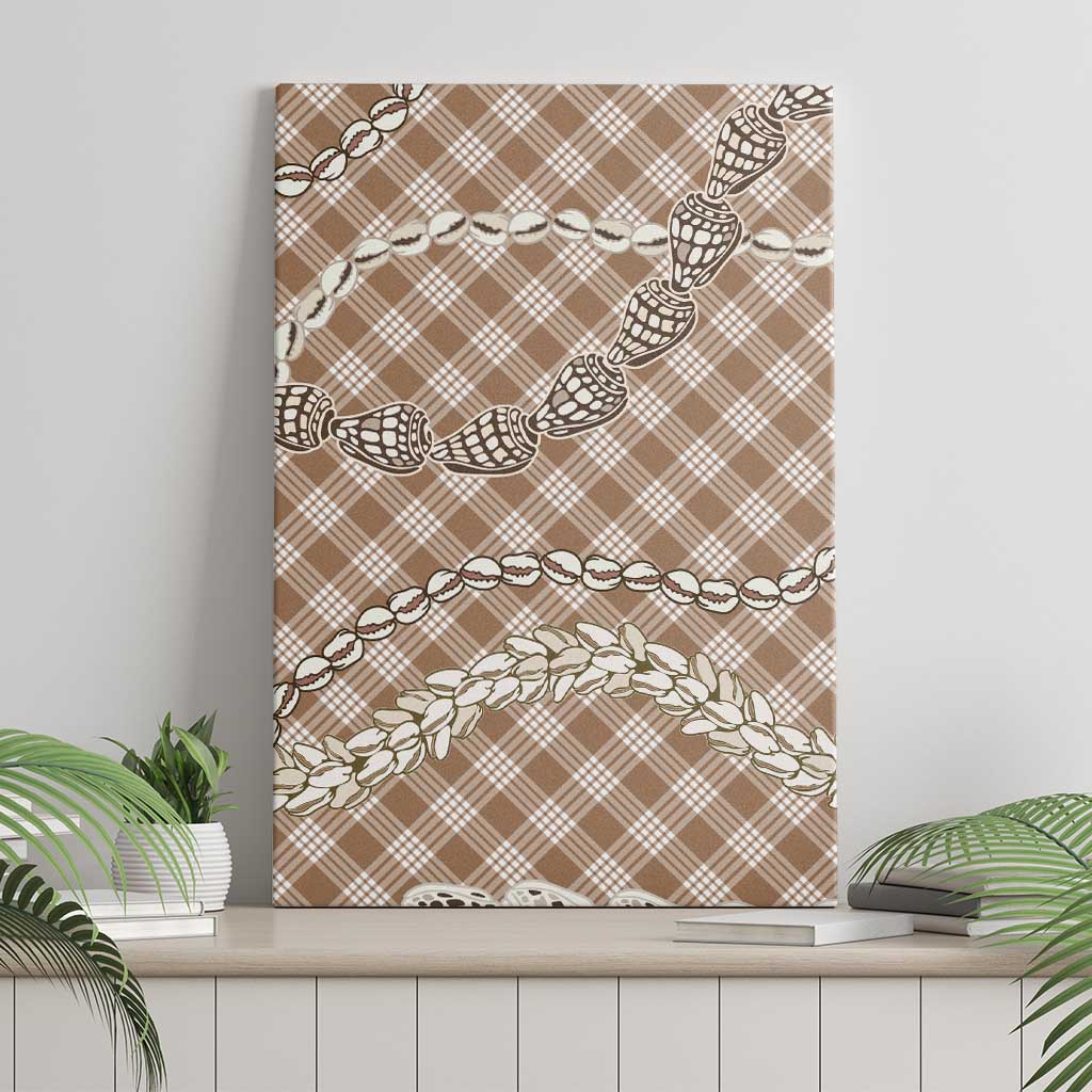 Brown Aloha Hawaii Shell Lei Canvas Wall Art Palaka Hebrew Cone Honey Cowrie Elegant Curves - Polynesian Pride