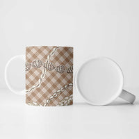 Brown Aloha Hawaii Shell Lei Ceramic Mug Palaka Hebrew Cone Honey Cowrie Elegant Curves - Polynesian Pride