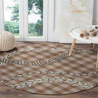 Brown Aloha Hawaii Shell Lei Round Carpet Palaka Hebrew Cone Honey Cowrie Elegant Curves - Polynesian Pride