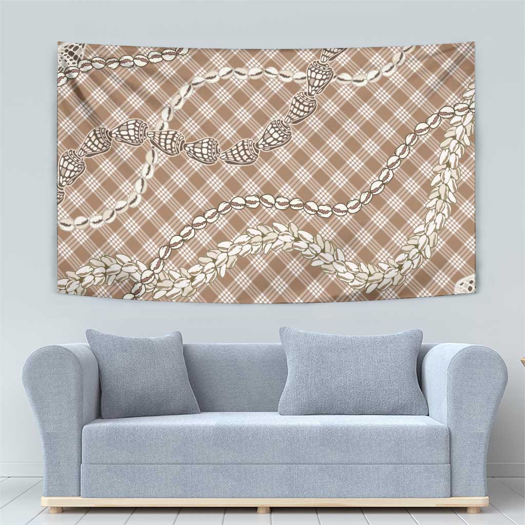 Brown Aloha Hawaii Shell Lei Tapestry Palaka Hebrew Cone Honey Cowrie Elegant Curves - Polynesian Pride