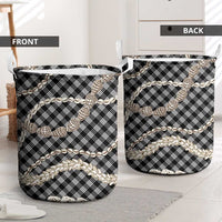 Black Aloha Hawaii Shell Lei Laundry Basket Palaka Hebrew Cone Honey Cowrie Elegant Curves - Polynesian Pride