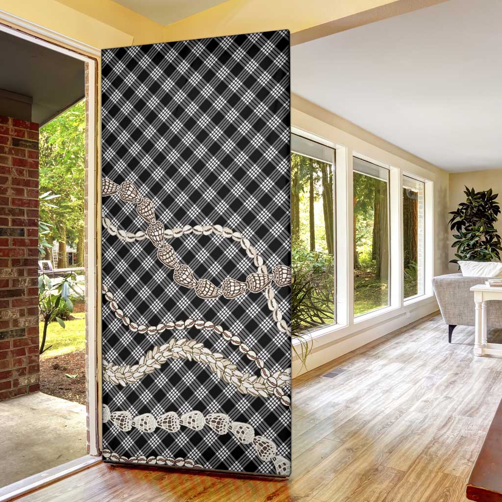 Black Aloha Hawaii Shell Lei Door Cover Palaka Hebrew Cone Honey Cowrie Elegant Curves - Polynesian Pride