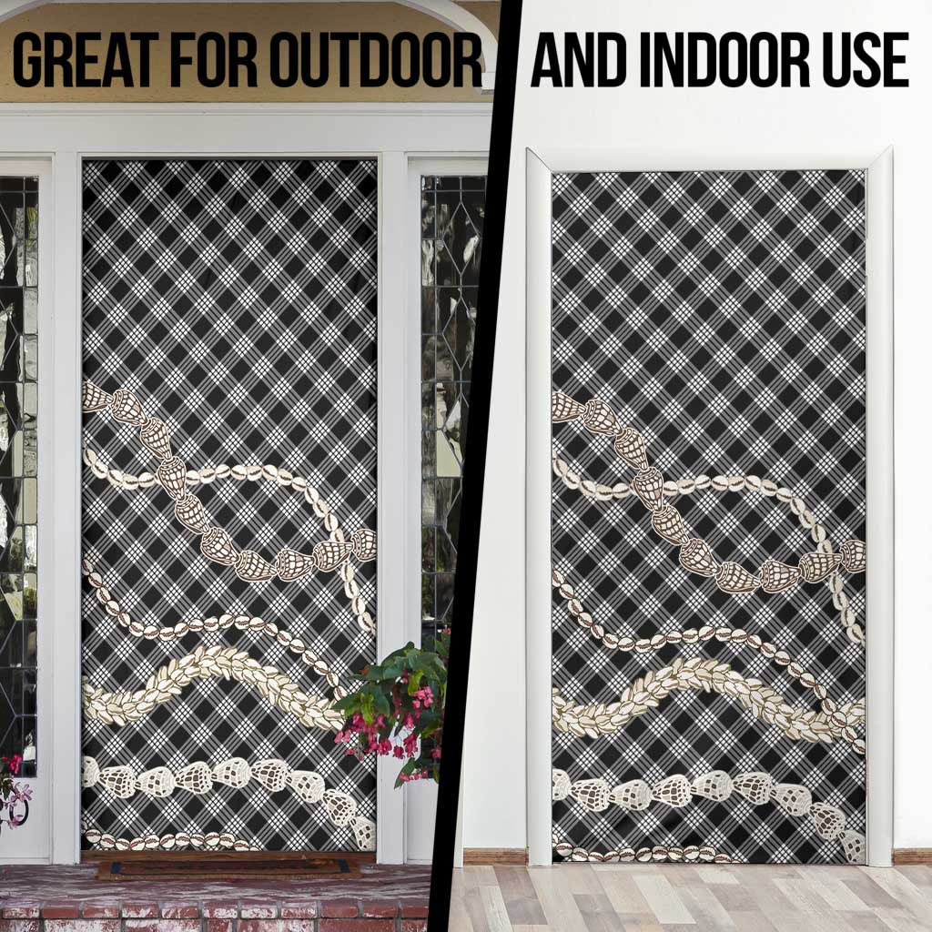 Black Aloha Hawaii Shell Lei Door Cover Palaka Hebrew Cone Honey Cowrie Elegant Curves - Polynesian Pride