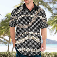 Black Aloha Hawaii Shell Lei Hawaiian Shirt Palaka Hebrew Cone Honey Cowrie Elegant Curves - Polynesian Pride