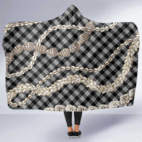 Black Aloha Hawaii Shell Lei Hooded Blanket Palaka Hebrew Cone Honey Cowrie Elegant Curves - Polynesian Pride