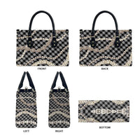 Black Aloha Hawaii Shell Lei Leather Bag Palaka Hebrew Cone Honey Cowrie Elegant Curves - Polynesian Pride